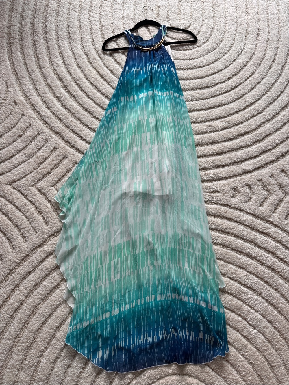 bailey blue Ombre Blue to Teal Pleated Maxi Dress